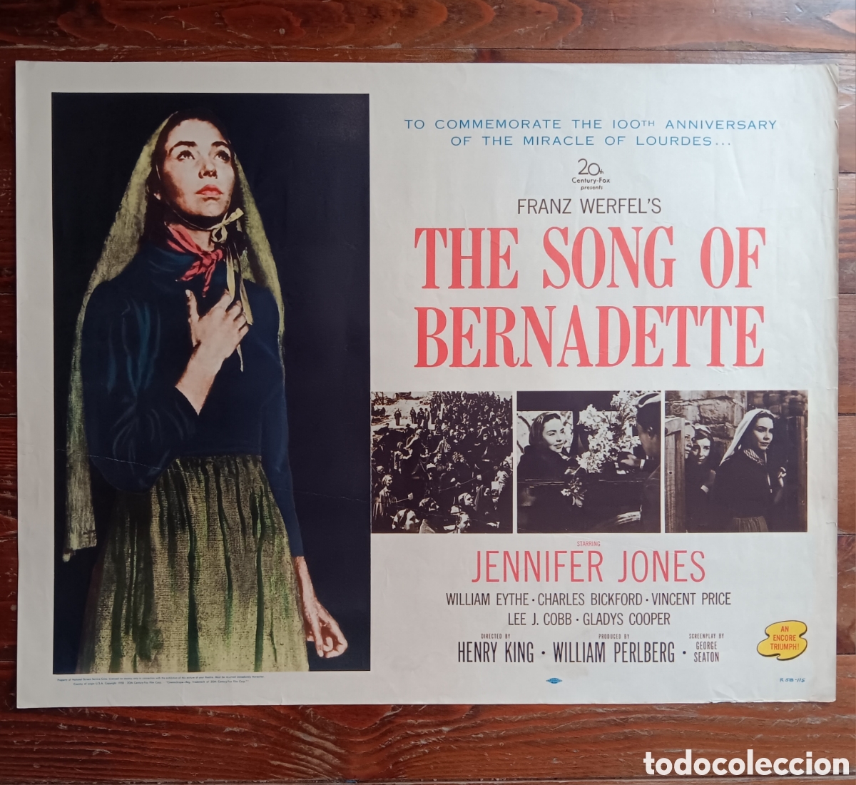 Cinema: THE SONG OF BERNADETTE (LA CANCI&Oacute;N DE BERNADETTE) ORIGINAL USA HALF-SHEET REPOSICI&Oacute;N 1958