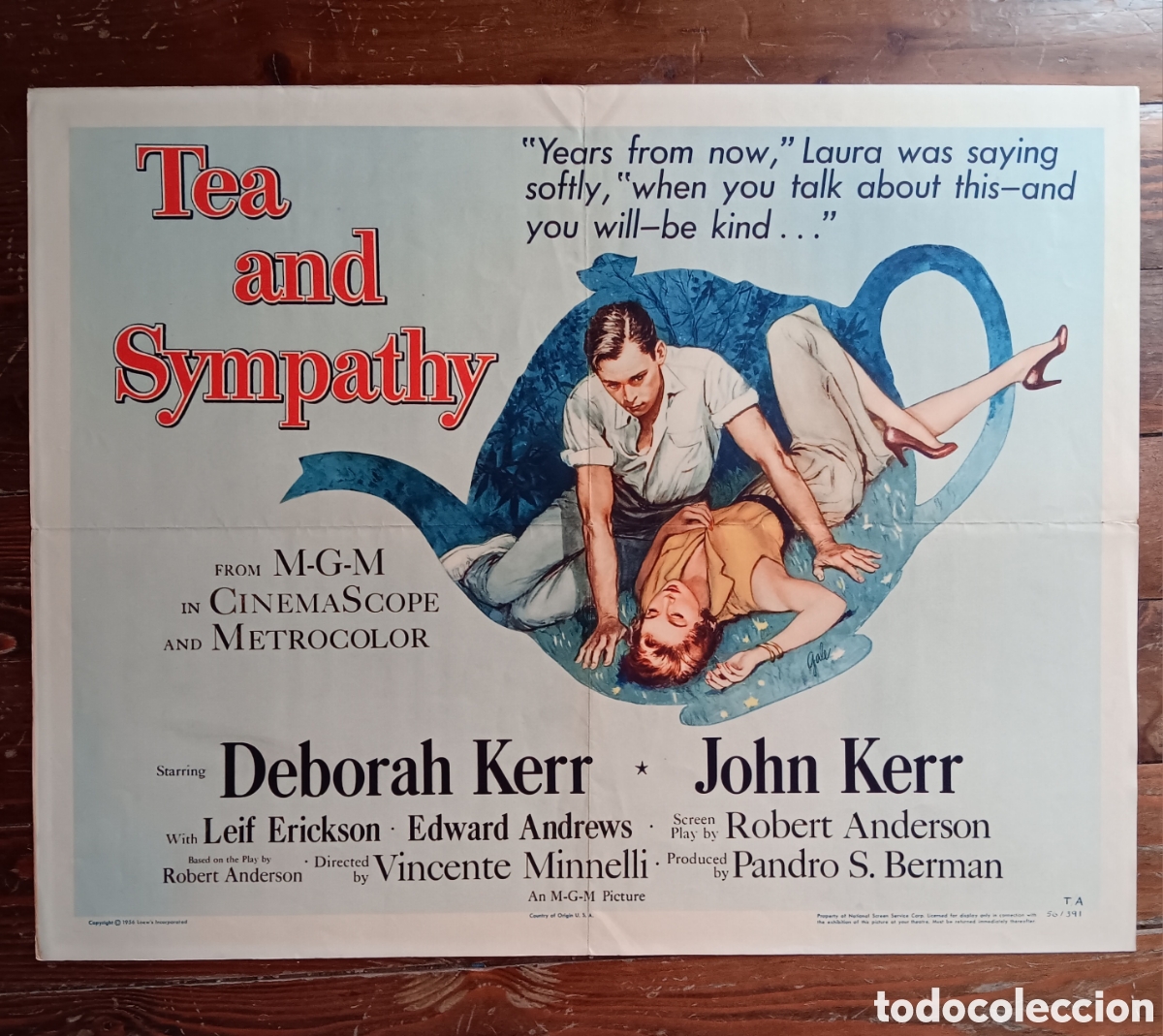 Cinema: TEA AND SYMPATHY (T&Eacute; Y SIMPAT&Iacute;A) ORIGINAL USA HALF-SHEET 1956 DEBORAH KERR, VINCENTE MINNELLI