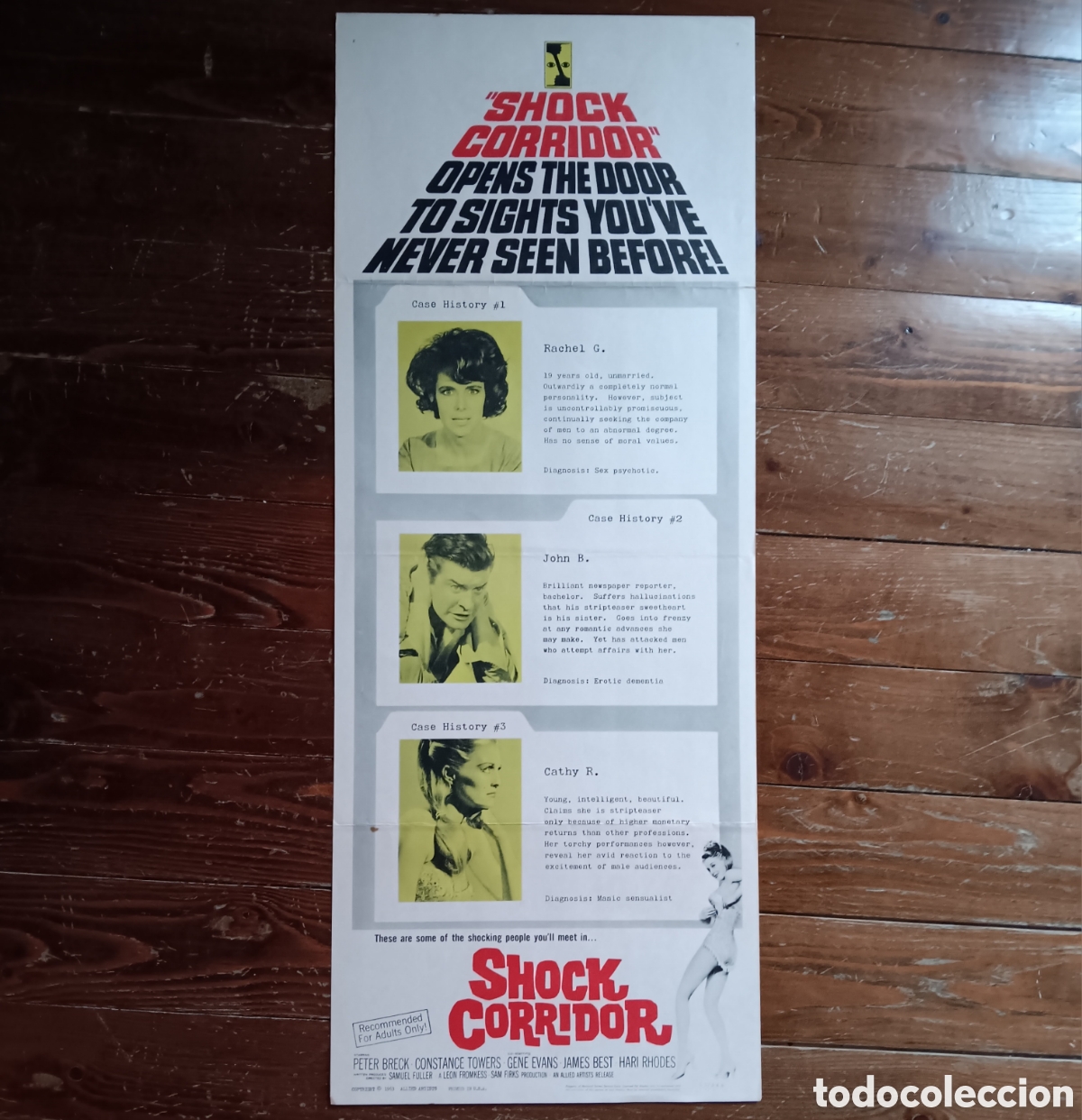 Cinema: SHOCK CORRIDOR (CORREDOR SIN RETORNO) ORIGINAL USA INSERT 1963 SAMUEL FULLER
