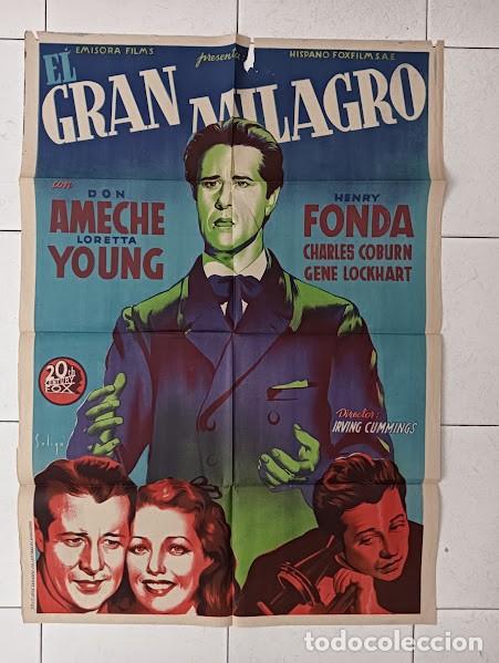 Cinema: VKD 2574 EL GRAN MILAGRO LORETTA YOUNG HENRY FONDA SOLIGO POSTER ORIGINAL ESTRENO 70X100 LITOGRAFIA