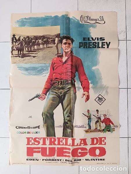 Cinema: VKD 2581 ESTRELLA DE FUEGO Flaming Star ELVIS PRESLEY POSTER ORIGINAL ESPA&Ntilde;OL 70X100 ESTRENO