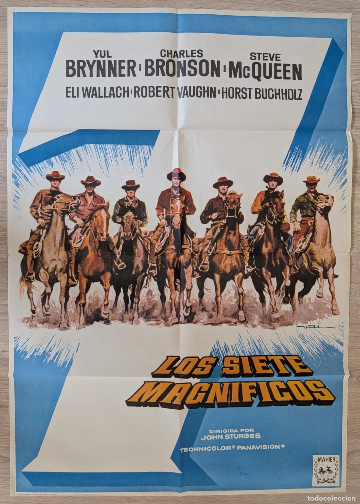 Cinema: RW CARTEL CINE LOS SIETE MAGNIFICOS YUL BRYNNER CHARLES BRONSON STEVE MC QUEEN MAD CC232