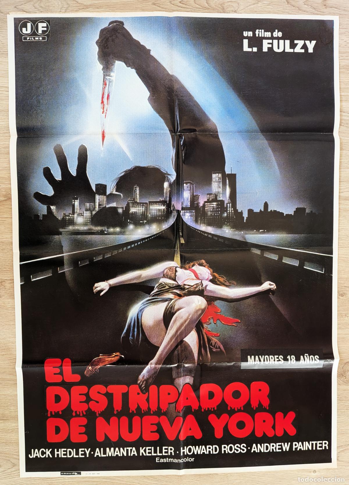 Cine: RW CARTEL CINE EL DESTRIPADOR DE NUEVA YORK JACK HEDLEY ALMANTA KELLER 1982 CC245