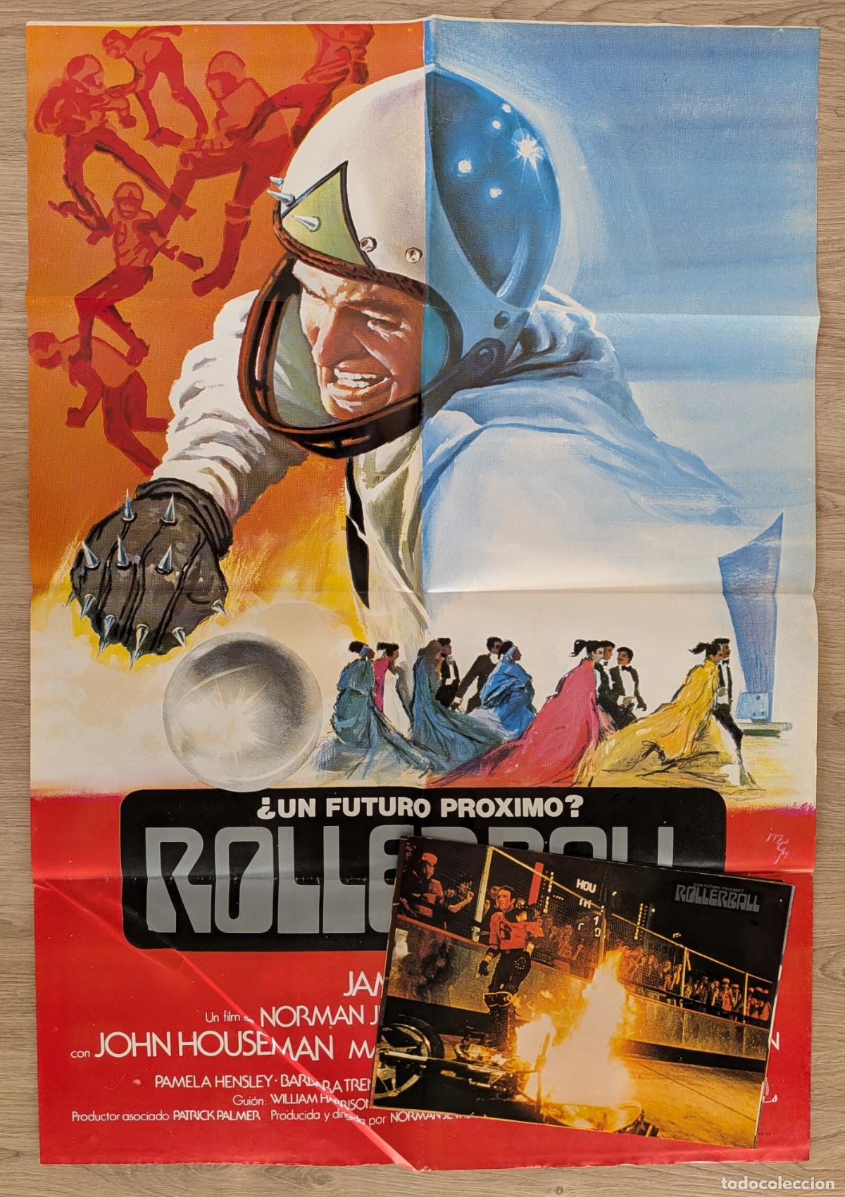 Cin&eacute;ma: RW CARTEL CINE + 10 FOTOCROMOS &iquest;UN FUTURO PROXIMO? ROLLERBALL JAMES CAAN NORMAN JEWISON CC248