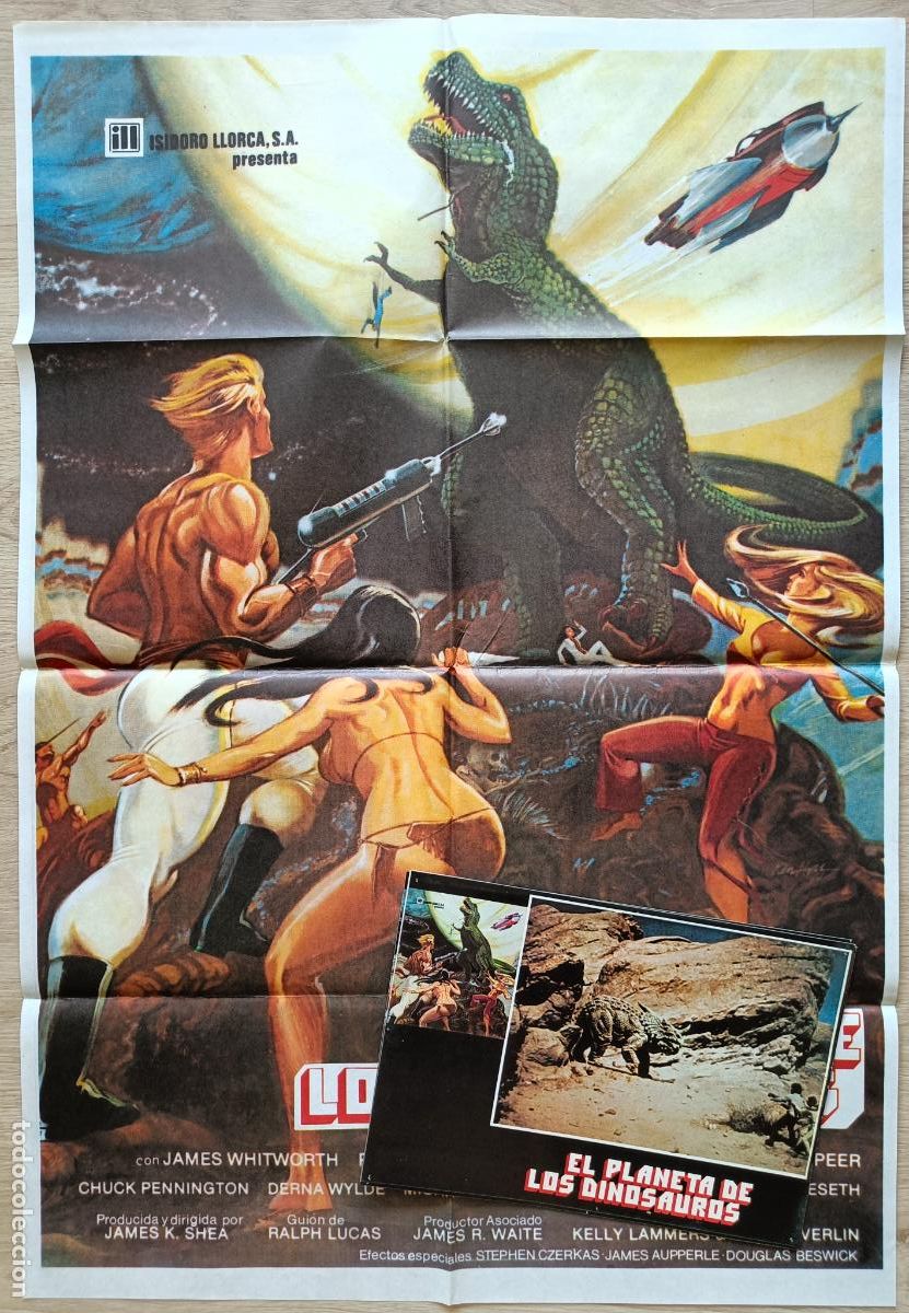 Cin&eacute;ma: CARTEL CINE + 6 FOTOCROMOS EL PLANETA DE LOS DINOSAUROS JAMES WHITWORTH CCF441