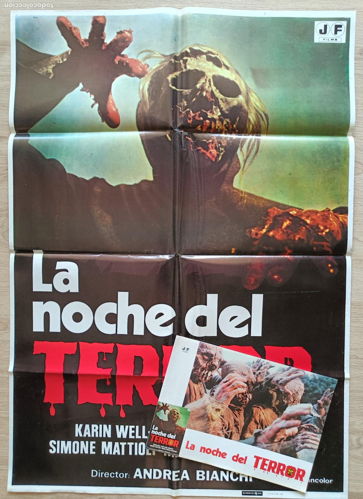 Cinema: CARTEL CINE + 12 FOTOCROMOS LA NOCHE DEL TERROR KARIN WELL GIAN LUIGI CHIRIZZI 1981 CCF442