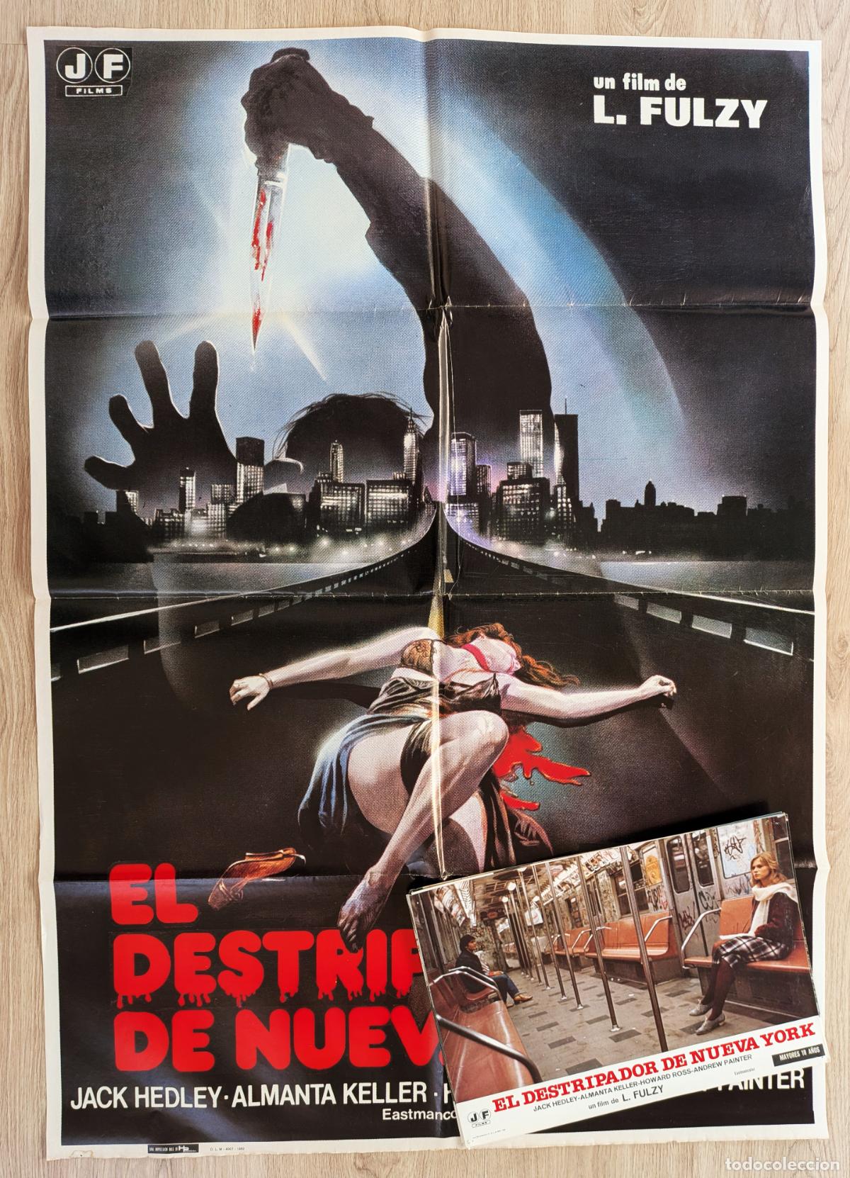 Cinema: RW CARTEL CINE + 12 FOTOCROMOS EL DESTRIPADOR DE NUEVA YORK JACK HEDLEY ALMANTA KELLER 1982 CC254