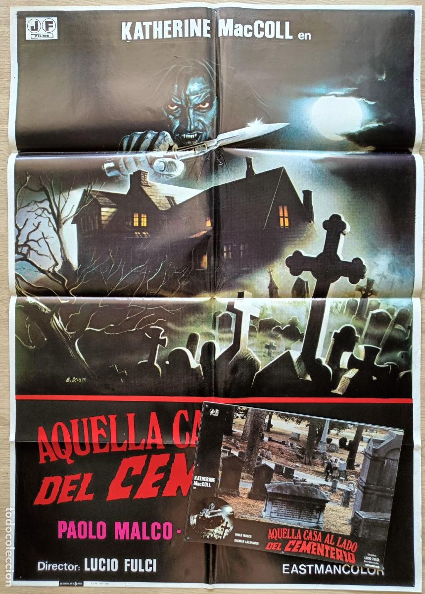 Cinema: CARTEL CINE + 12 FOTOCROMOS AQUELLA CASA AL LADO DEL CEMENTERIO KATHERINE MAC COLL 1981 CCF445