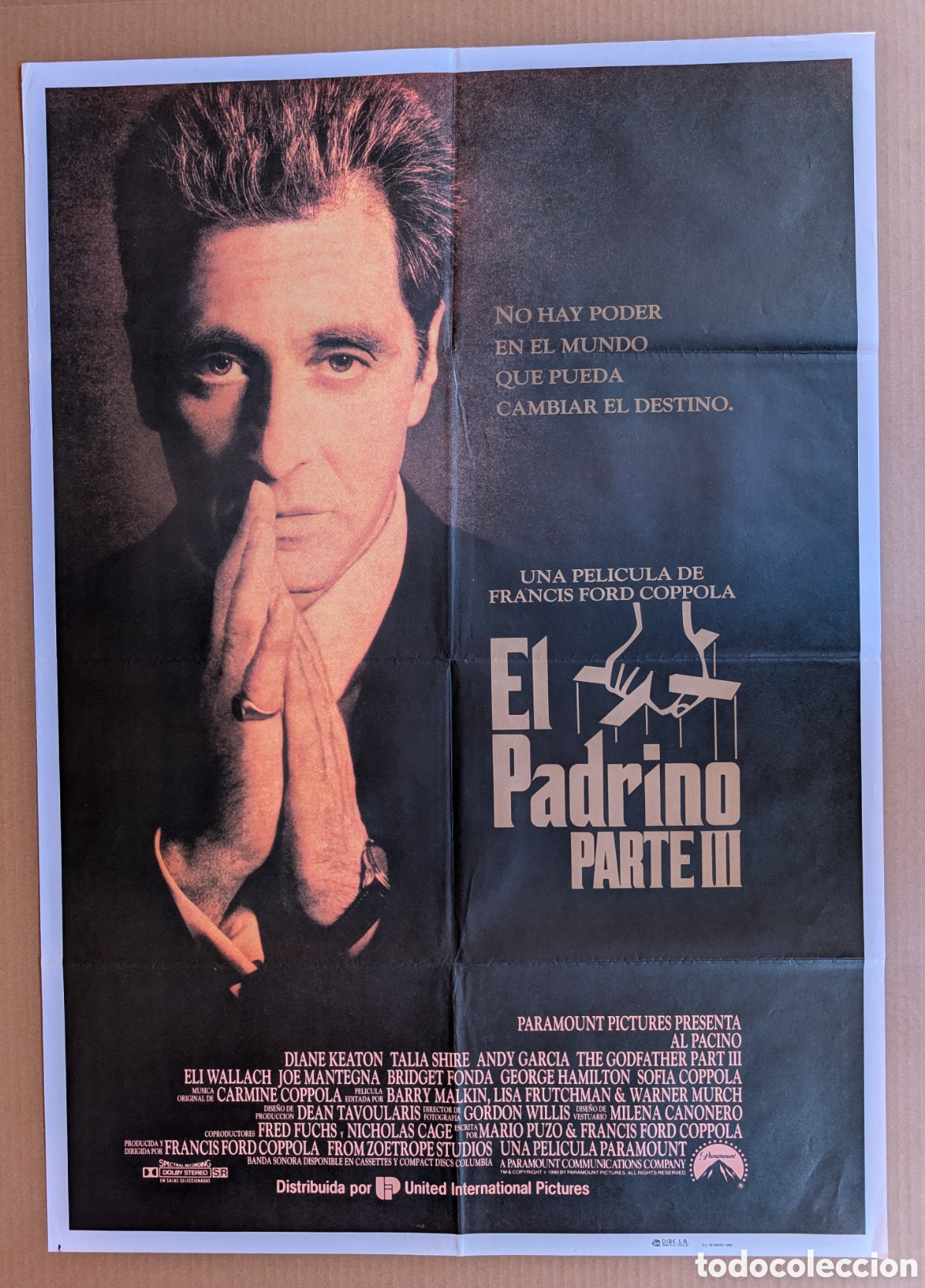 Cine: Cartel Cine Original EL PADRINO PARTE III (1990) Francis Ford Coppola UIP 70x100 Al Pacino