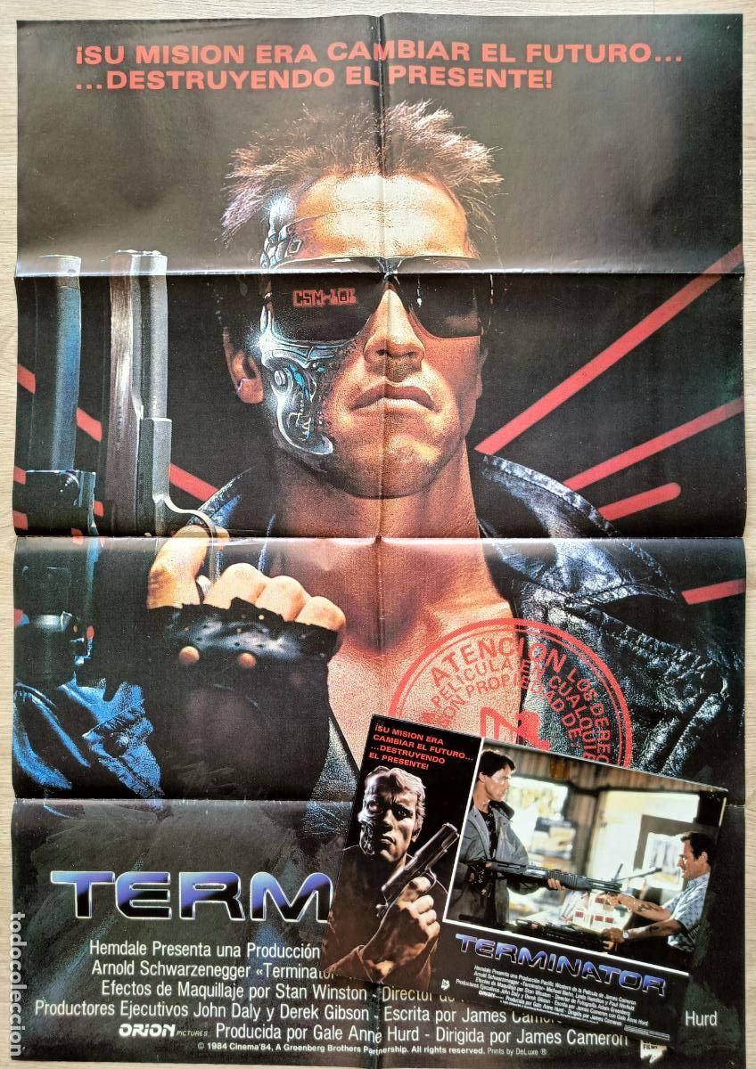 Cin&eacute;ma: CARTEL CINE + 12 FOTOCROMOS TERMINATOR ARNOLD SCHWARZENEGGER MICHAEL BIEHN CCF446