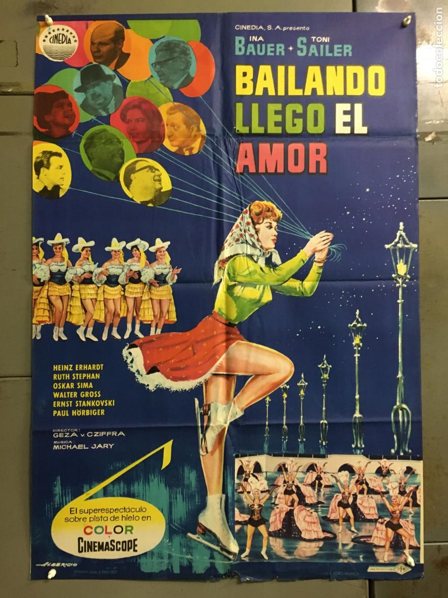 Cinema: ODC C594 BAILANDO LLEGO EL AMOR INA BAUER TONI SAILER PATINAJE POSTER ORIGINAL 70X100 ESTRENO