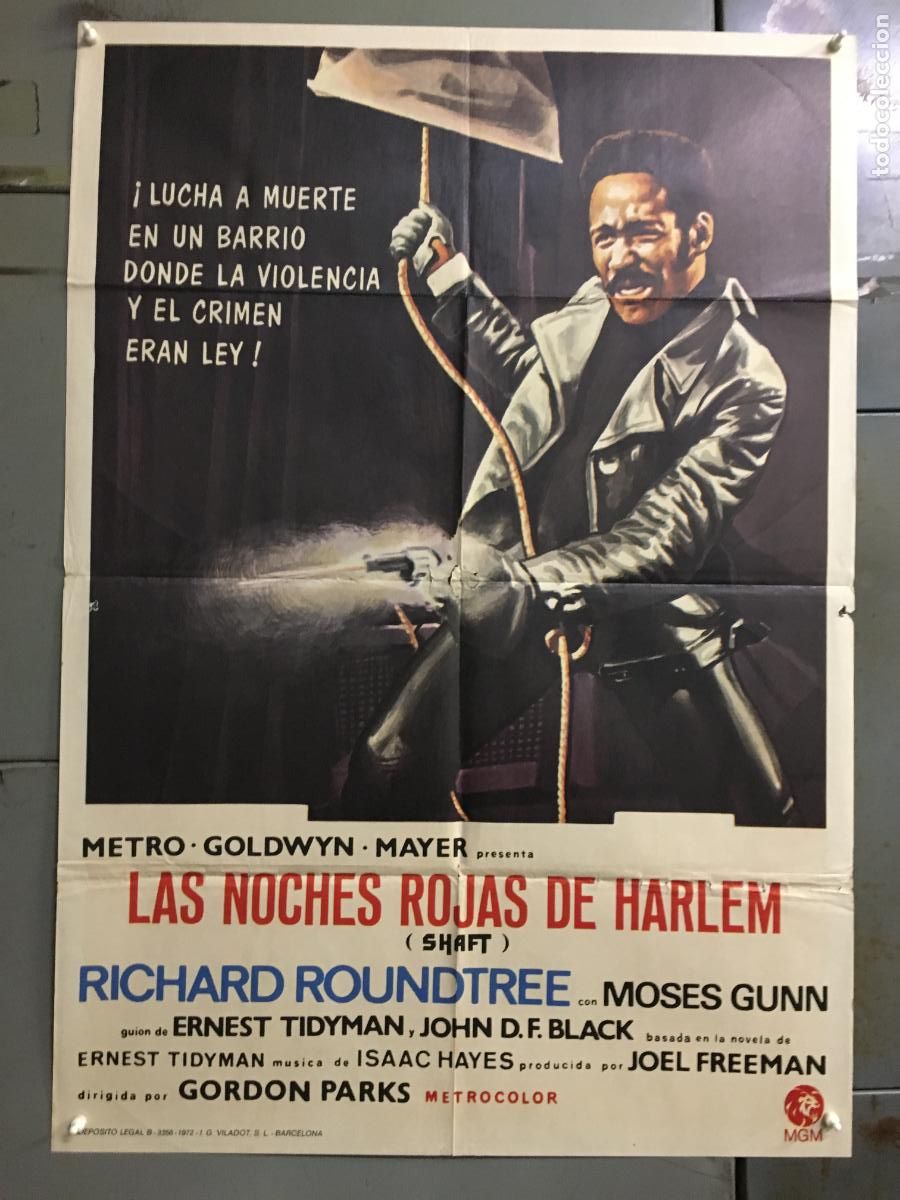 Cine: ODC C595 SHAFT noches rojas de Harlem RICHARD ROUNDTREE BLAXPLOITATION POSTER ORIG 70X100 ESTRENO