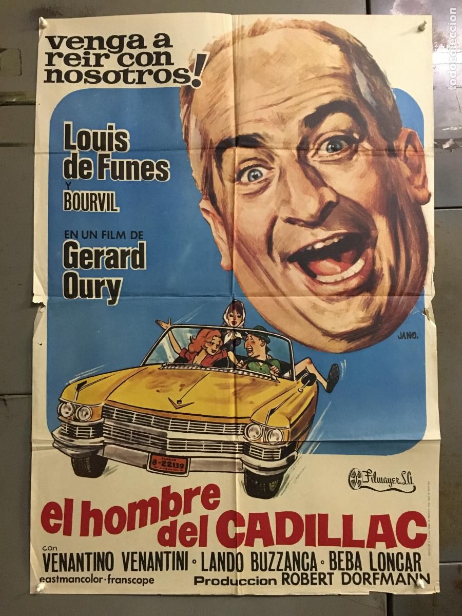 Cinema: ODC C596 EL HOMBRE DEL CADILLAC BOURVIL LOUIS DE FUNES POSTER ORIGINAL ESPA&Ntilde;OL 70X100 R-75