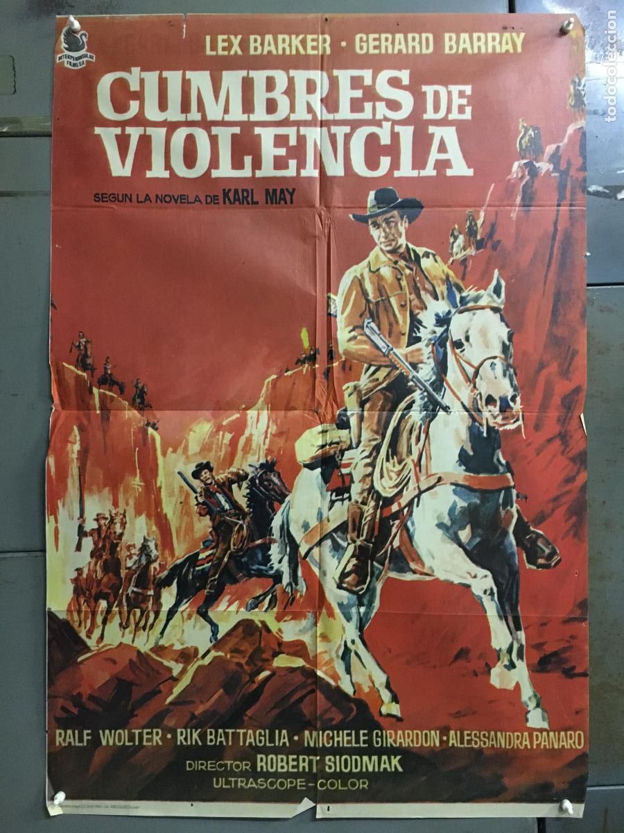 Cine: ODC C598 CUMBRES DE VIOLENCIA LEX BARKER KARL MAY SPAGHETTI POSTER ORIGINAL 70X100 ESTRENO