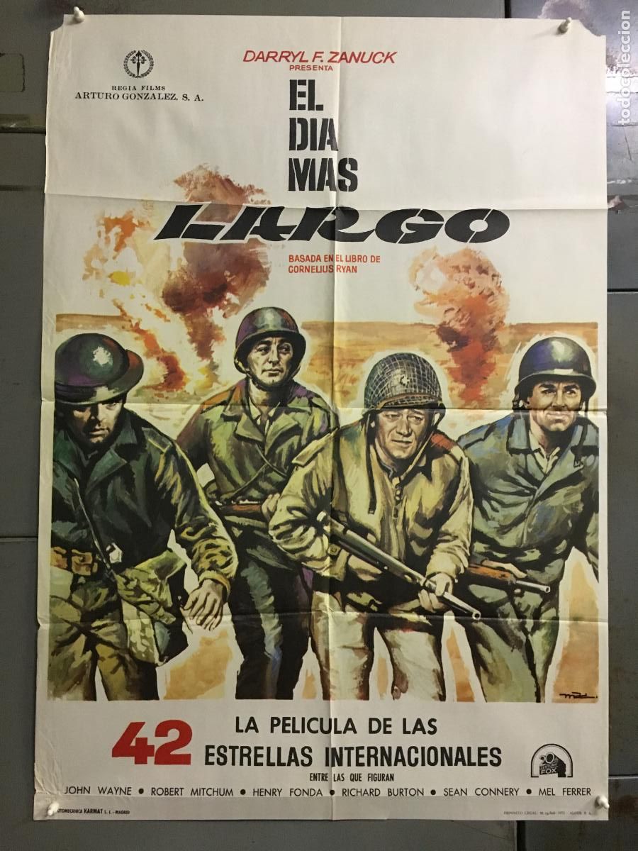 Cinema: ODC C609 EL DIA MAS LARGO JOHN WAYNE segunda guerra mundial MAC POSTER ORIGINAL 70X100 ESPA&Ntilde;OL R-73