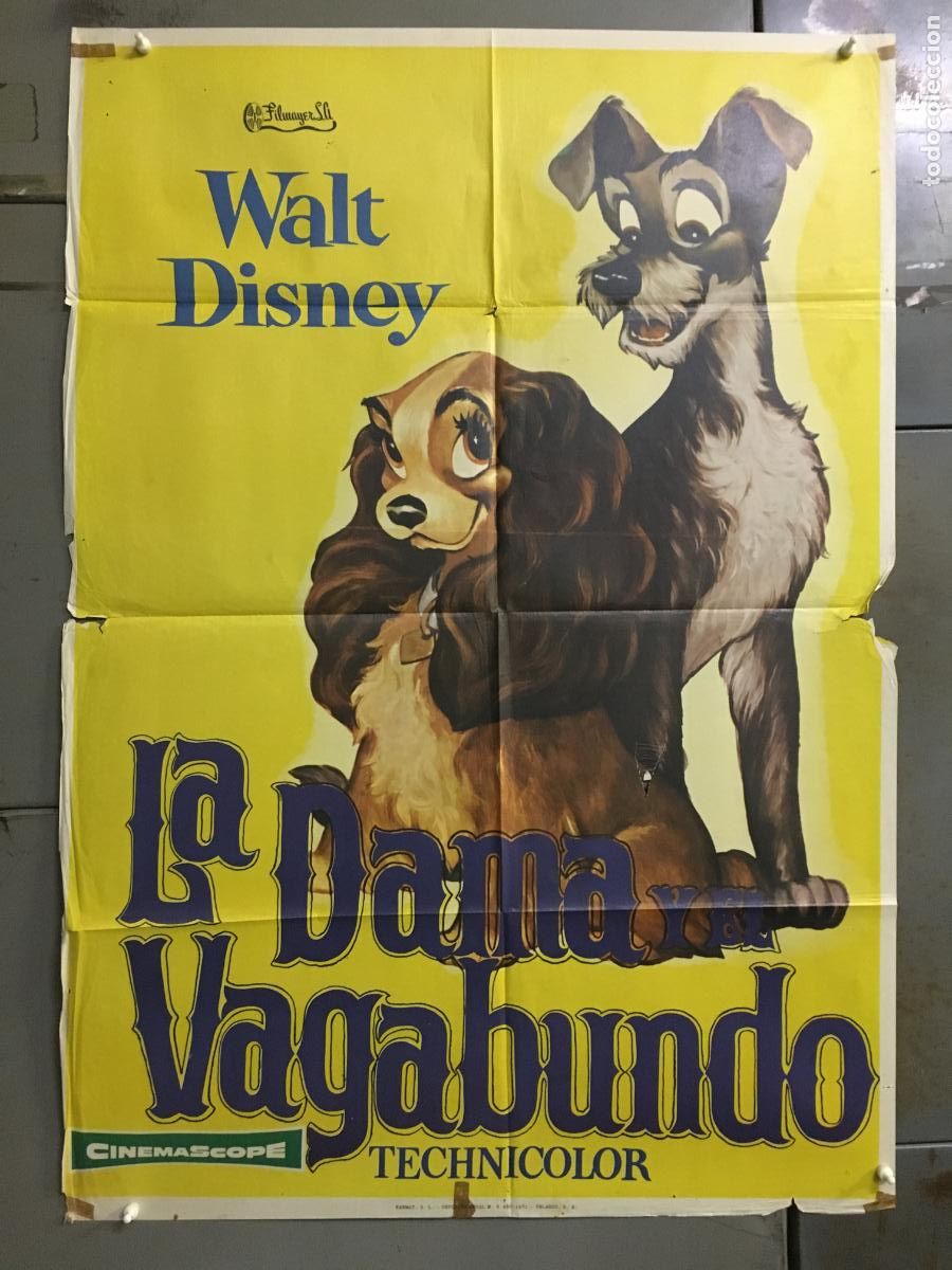 Cine: ODC C610 LA DAMA Y EL VAGABUNDO WALT DISNEY POSTER ORIGINAL ESPA&Ntilde;OL 70X100 R-71