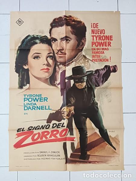 Cinema: SMP 2501 EL SIGNO DEL ZORRO TYRONE POWER LINDA DARNELL MAC POSTER ORIGINAL 70X100 ESPA&Ntilde;OL R-63