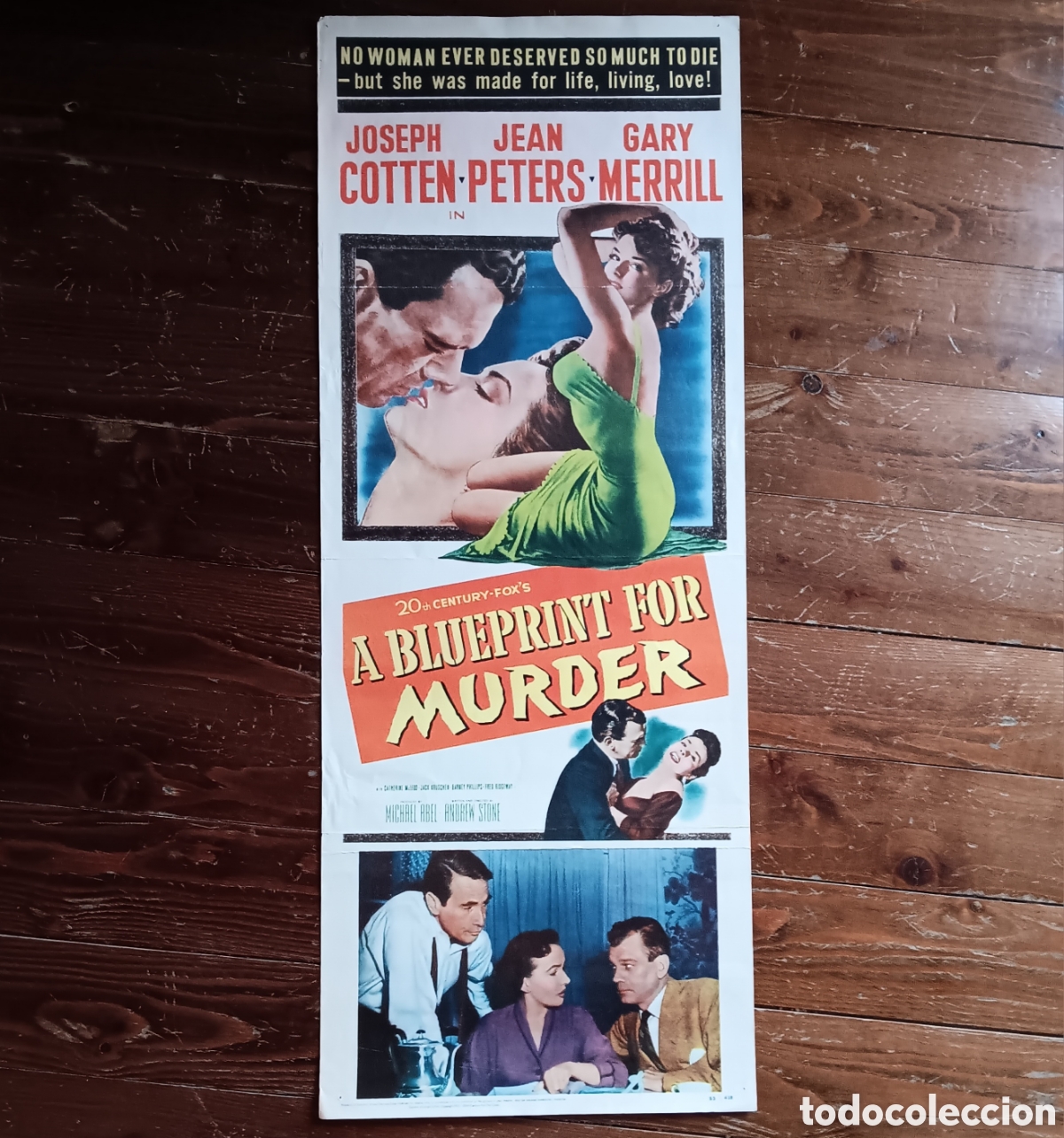 Cine: A BLUEPRINT FOR MURDER (PLAN ASESINO) ORIGINAL USA INSERT 1953 JOSEPH COTTEN, JEAN PETERS