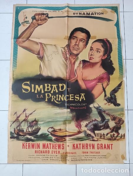 Kino: SMP 2512 SIMBAD Y LA PRINCESA RAY HARRYHAUSEN KERWIN MATHEWS ALBERICIO POSTER ORIGINAL ESTR 70X100