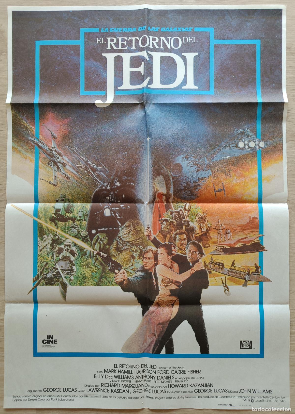 Cin&eacute;ma: CARTEL CINE EL RETORNO DEL JEDY LA GUERRA DE LAS GALAXIAS MARK HAMILL HARRISON FORD 1983 C2834