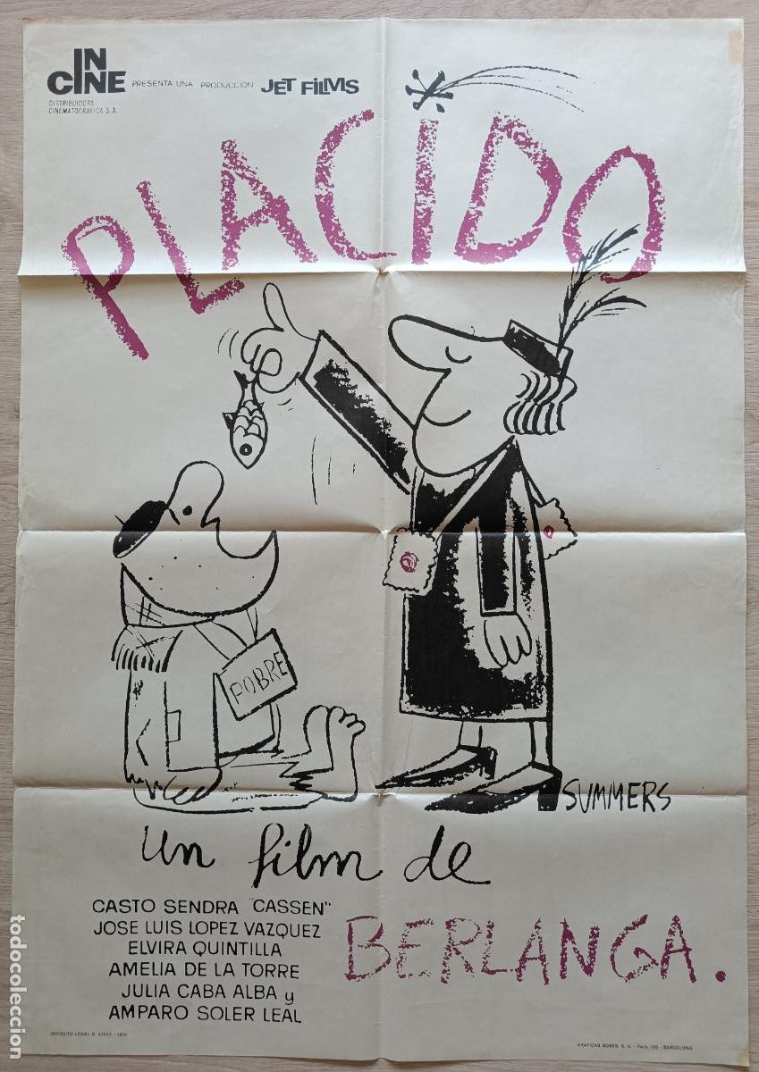 Cine: CARTEL CINE PLACIDO SUMMERS BERLANGA CASTO SENDRA CASSEN 1973 C2836