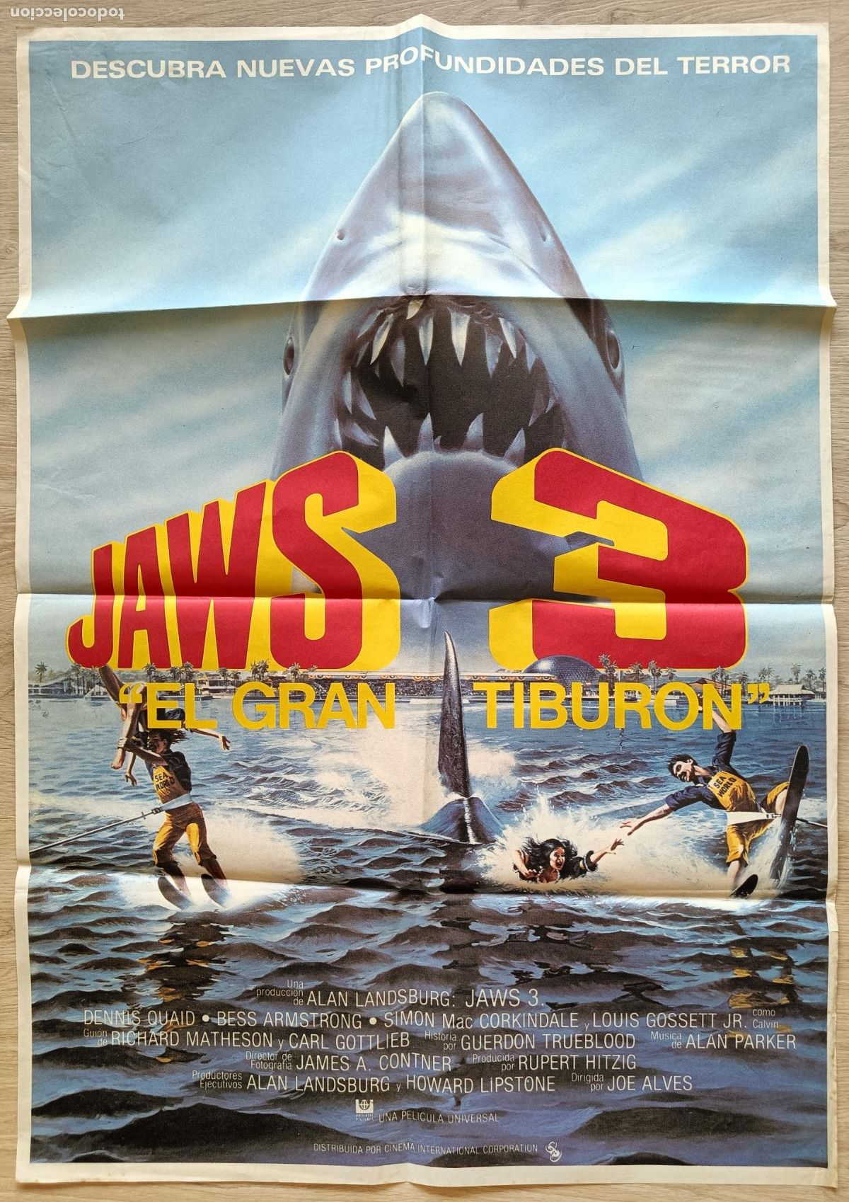 Cine: CARTEL CINE TIBURON 3 JAWS 3 EL GRAN TIBURON DENNIS QUAID BESS ARMSTRONG C2837