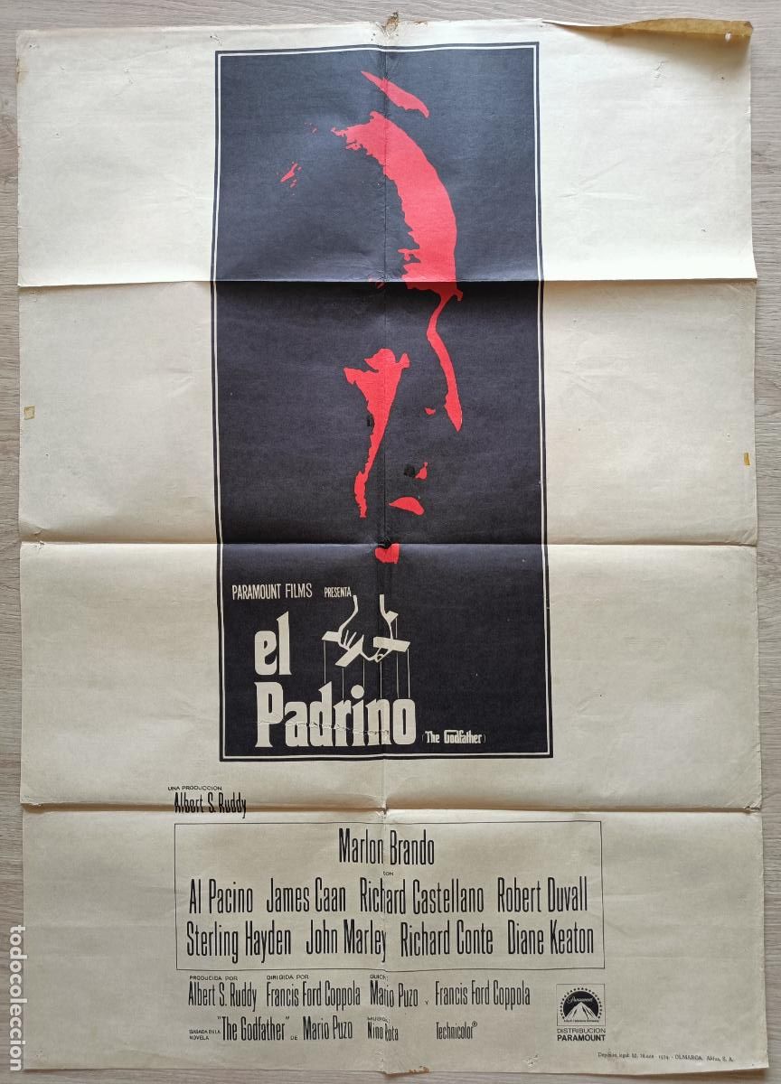Kino: CARTEL CINE EL PADRINO THE GODFATHER AL PACINO MARLON BRANDO 1974 C2839