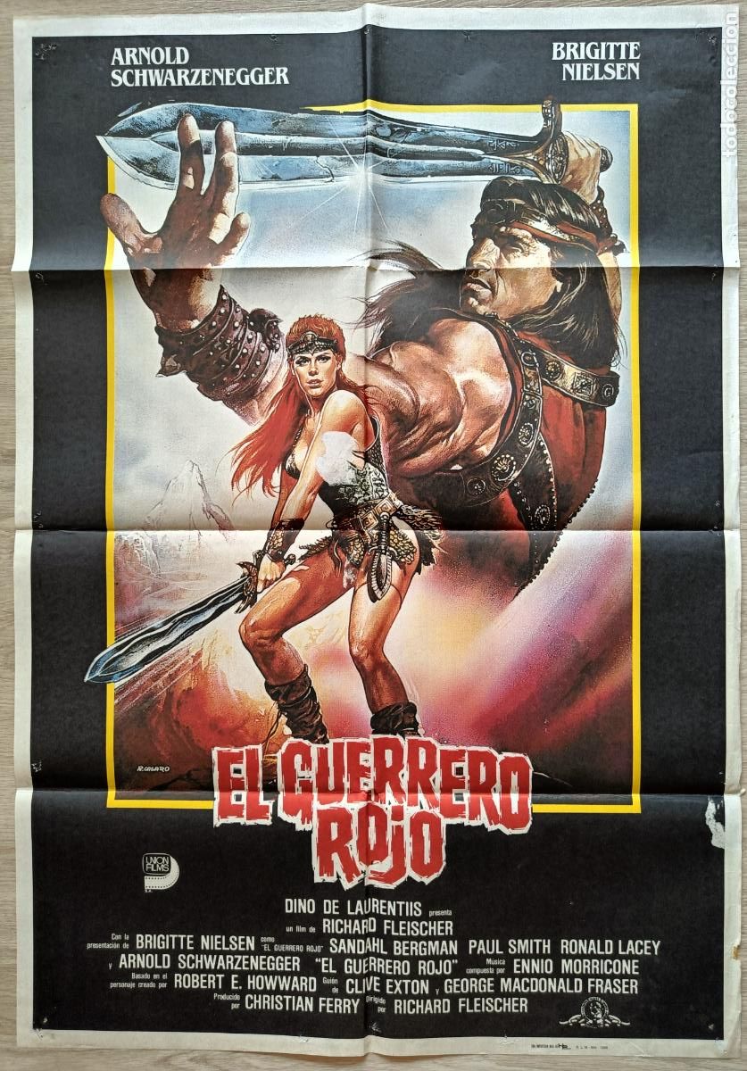 Cin&eacute;ma: CARTEL CINE EL GUERRERO ROJO ARNOLD SCHWARZENEGGER BRIGITTE NIELSEN 1986 R. CASARO C2843