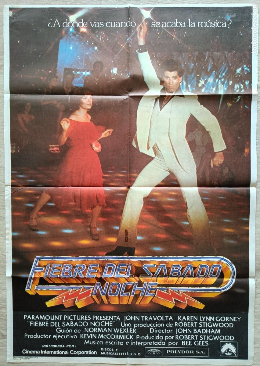 Kino: CARTEL CINE FIEBRE DEL SABADO NOCHE JOHN TRAVOLTA KAREN LYNN GORNEY 1975 C2844