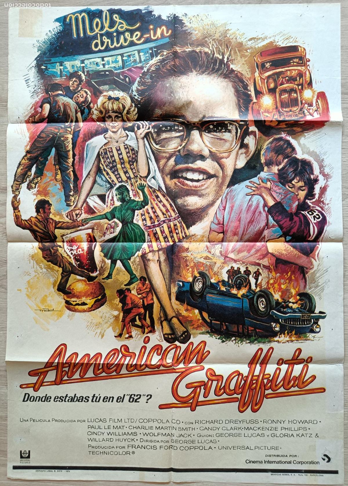 Kino: CARTEL CINE AMERICAN GRAFFITI RICHARD DREYFUSS RONNY HOWARD 1974 MAC C2847
