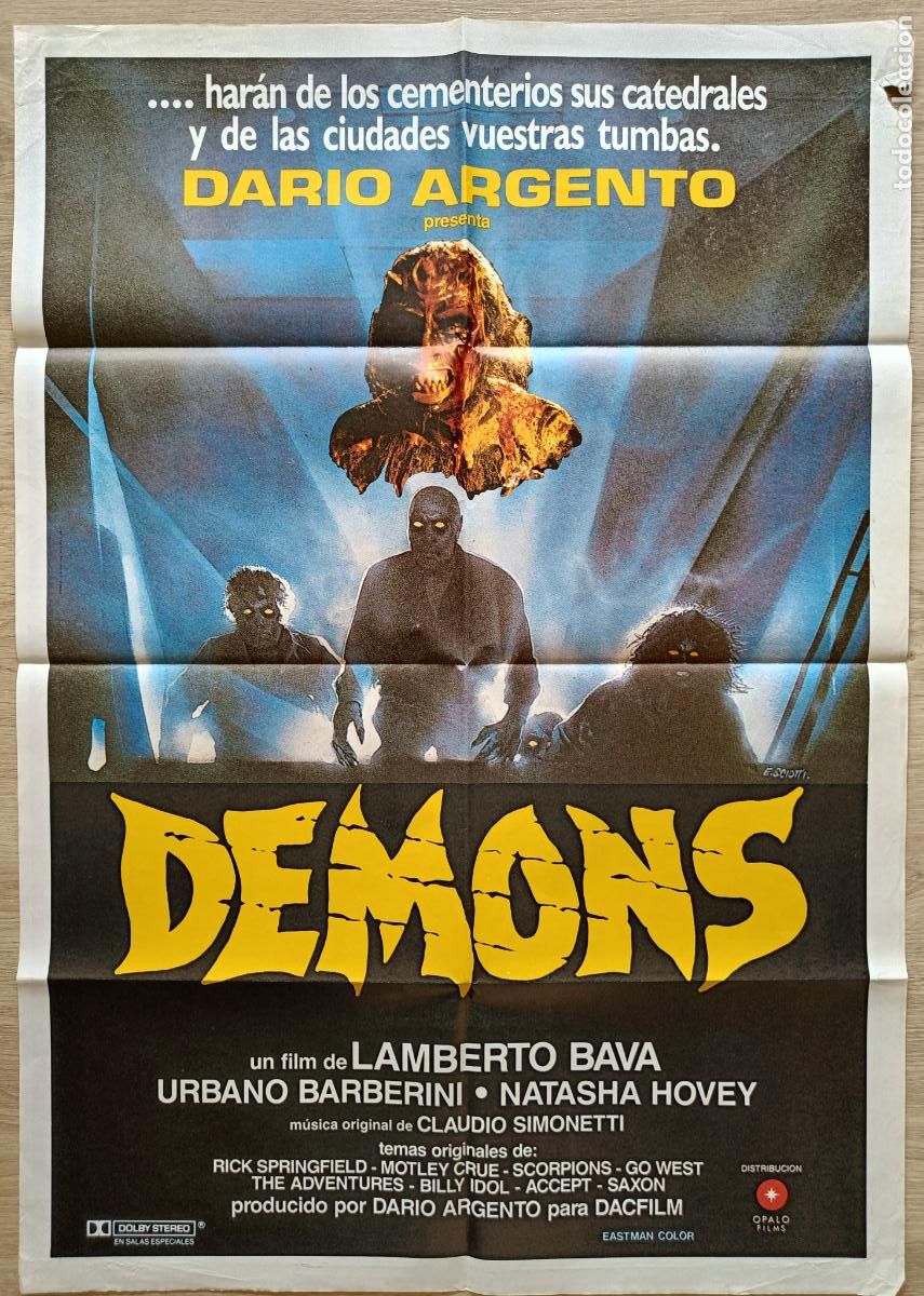 Cine: CARTEL CINE DEMONS DARIO ARGENTO LAMBRETO BAVA URBANO BARBERINI E. SCIOTTI C2852
