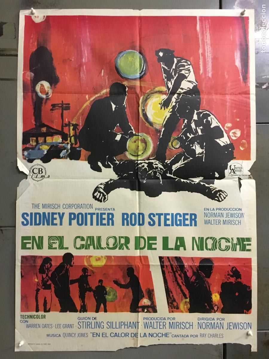 Cine: ODC C618 EN EL CALOR DE LA NOCHE ROD STEIGER SIDNEY POITIER POSTER ORIGINAL 70X100 ESTRENO