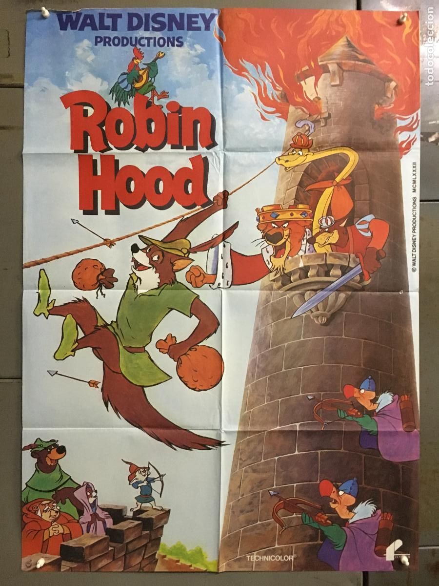 Cinema: ODC C619 ROBIN HOOD WALT DISNEY POSTER ORIGINAL 70X100 ESPA&Ntilde;OL R-80s