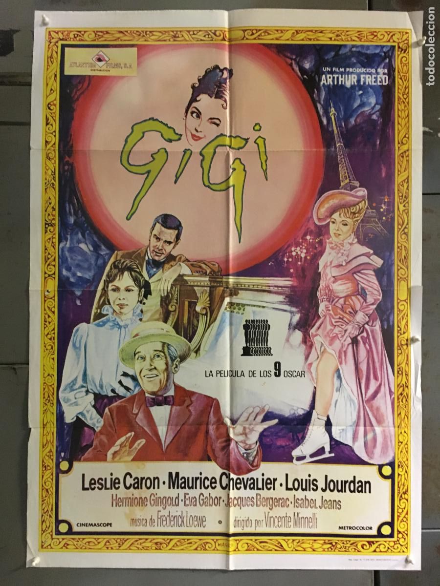 Kino: ODC C621 GIGI LESLIE CARON VINCENTE MINNELLI MAURICE CHEVALIER POSTER ORIGINAL 70X100 ESPA&Ntilde;OL R-73