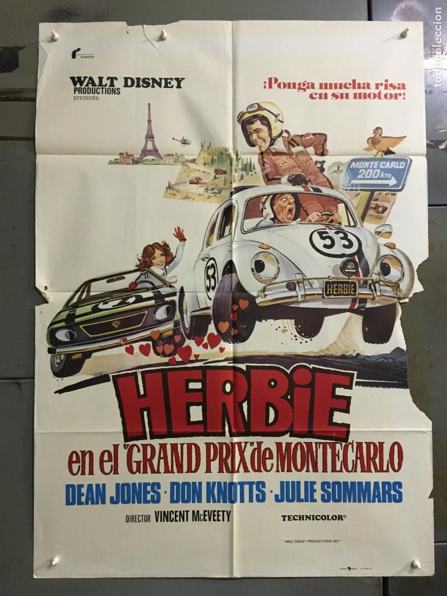 Cinema: ODC C623 HERBIE EN EL GRAND PRIX MONTECARLO AUTOMOVILISMO VOLKSWAGEN POSTER ORIGINAL ESTRENO 70X100