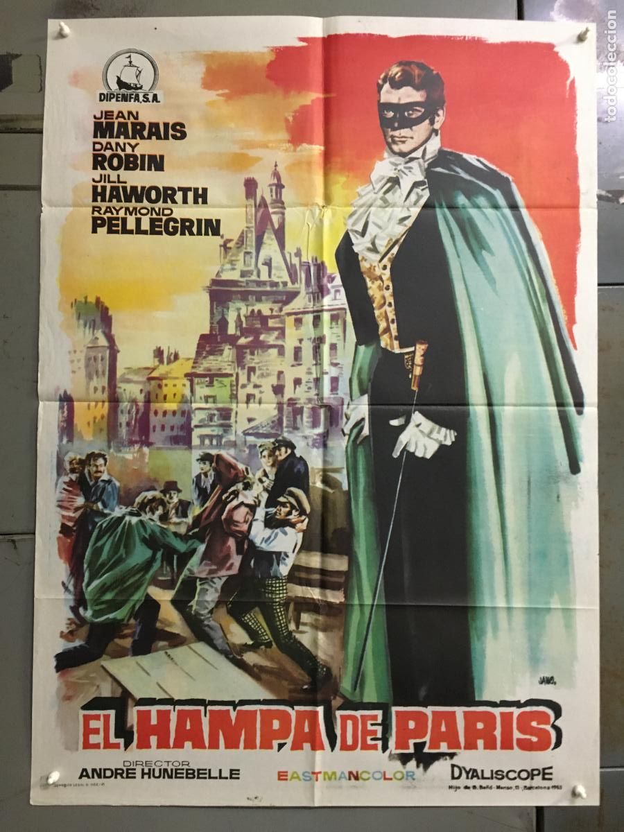 Cinema: ODC C627 EL HAMPA DE PARIS JEAN MARAIS POSTER ORIGINAL 70X100 ESTRENO