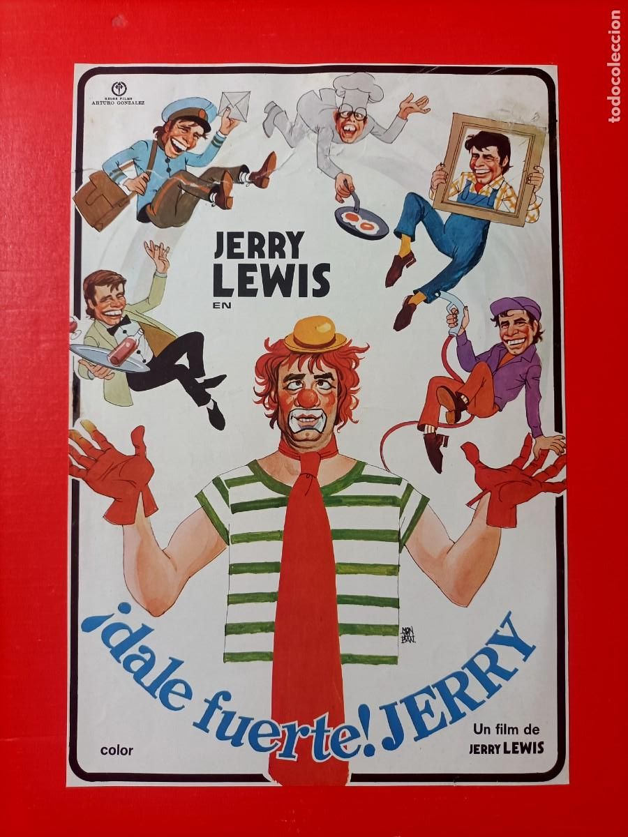 Cine: CARTEL DE LA PEL&Iacute;CULA, DALE FUERTE JERRY. EN EL DORSO FICHA COMPLETA. 29X20 CM