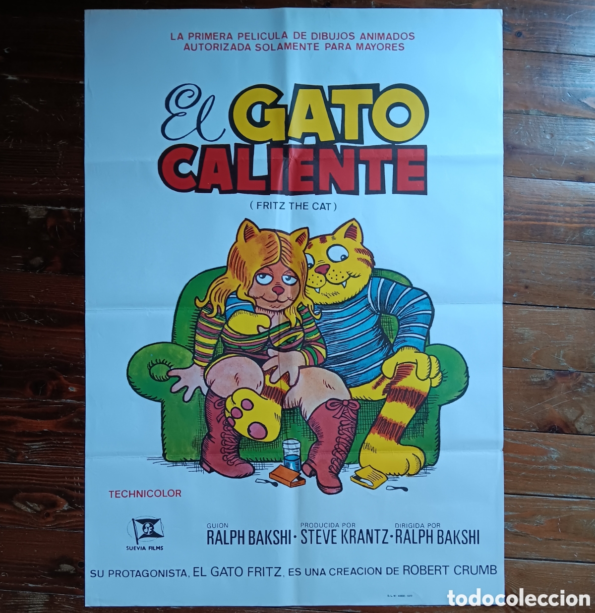Cinema: EL GATO CALIENTE (FRITZ THE CAT) CARTEL ORIGINAL ESTRENO 1977 RALPH BAKSHI, ROBERT CRUMB