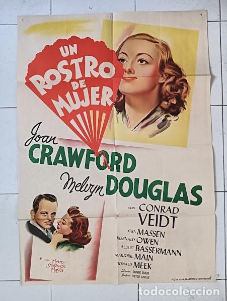 Cinema: SMP 2520 UN ROSTRO DE MUJER JOAN CRAWFORD MELVYN DOUGLAS POSTER ORIGINAL 70X100 ESTRENO LITOGRAFIA