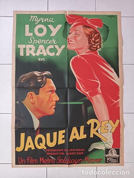 Cine: SMP 2554 JAQUE AL REY MYRNA LOY SPEBCER TRACY GRINSSON POSTER ORIGINAL ESTRENO 70X100 LITOGRAFIA