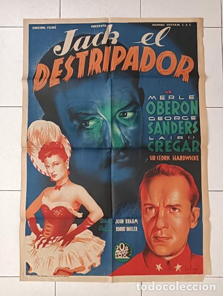 Cinema: SMP 2558 JACK EL DESTRIPADOR MERLE OBERON GEORGE SANDERS SOLIGO POSTER ORIGINAL 70X100 ESTRENO LITO