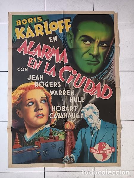 Cine: SMP 2562 ALARMA EN LA CIUDAD BORIS KARLOFF POSTER ORIGINAL ESTRENO 70X100 LITOGRAFIA