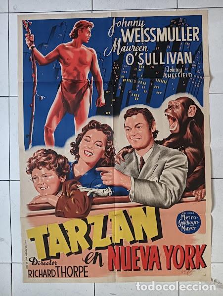 Cin&eacute;ma: SMP 2563 TARZAN EN NUEVA YORK JOHNNY WEISSMULLER POSTER ORIGINAL ESTRENO 70X100 LITOGRAFIA
