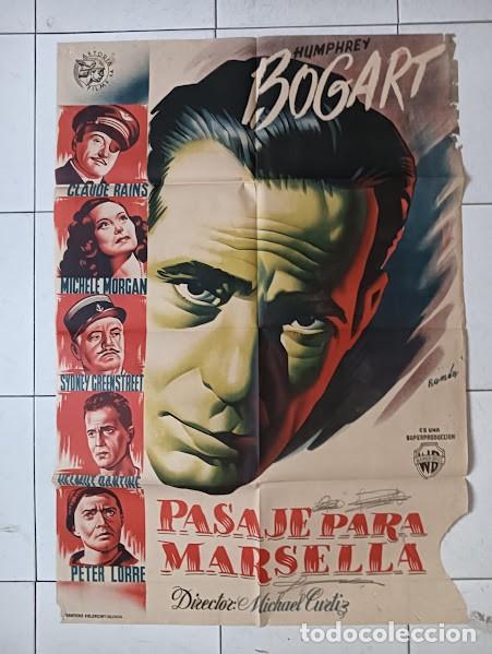 Cine: SMP 2565 PASAJE PARA MARSELLA HUMPHREY BOGART CURTIZ POSTER ORIG ESTRENO 70X100 LITOGRAFIA