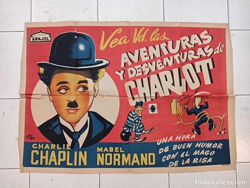 Cine: SMP 2570 AVENTURAS Y DESVENTURAS DE CHARLOT CHARLES CHAPLIN POSTER ORIGINAL 70X100 LITOGRAFIA