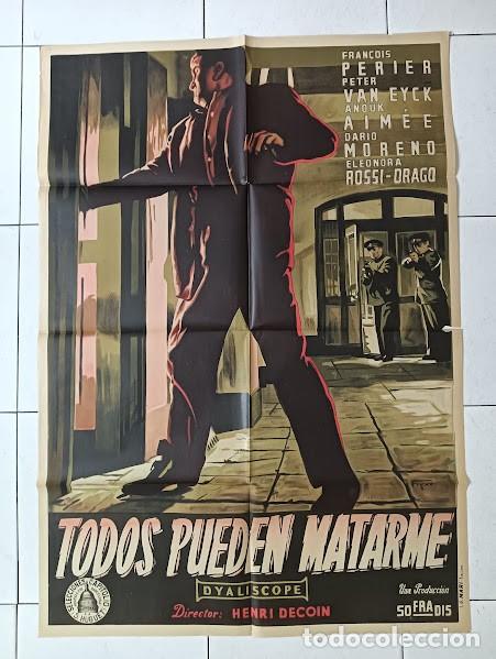 Cine: SMP 2575 TODOS PUEDEN MATARME PETER VAN EYCK ANOUK AIMEE POSTER ORIGINAL 70X100 ESTRENO LITOGRAFIA