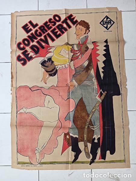 Cine: SMP 2583 EL CONGRESO SE DIVIERTE LILIAN HARVEY UFA POSTER ORIGINAL 70X100 ESTRENO LITOGRAFIA