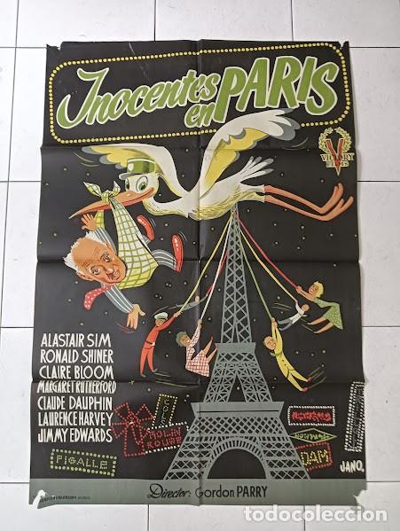Cine: SMP 2586 INOCENTES EN PARIS ALASTAIR SIM LAURENCE HARVEY POSTER ORIGINAL 70X100 ESTRENO LITOGRAFIA