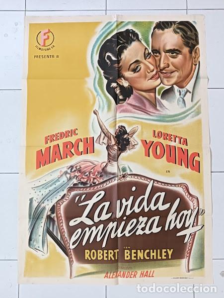 Cinema: SMP 2589 LA VIDA EMPIEZA HOY LORETTA YOUNG FREDRIC MARCH POSTER ORIGINAL 70X100 ESTRENO LITOGRAFIA