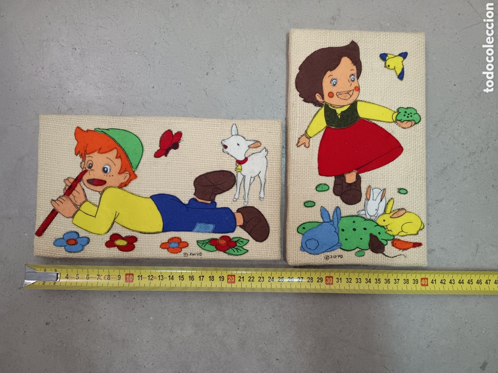 Cinema: CUADROS DE HEIDI Y MARCO - SACO Y TELA - ZUIYO - 25X14cm